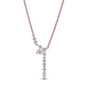 Pandora Pendants: Herbarium Cluster 14K Rose Gold-Plated Collier With Clear Cubic Zirconia