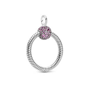 Small Pandora O Pendant With Phlox Pink Crystal