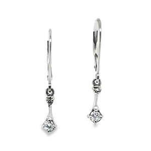 Lab Grown Diamonds: 9ct White Gold Drop Earrings Lab Grown Diamonds