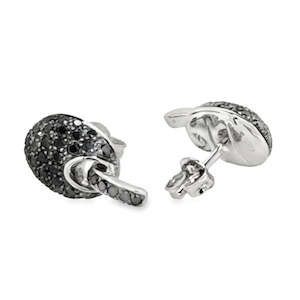 Diamond Earrings: 18ct White Gold Black Diamond Stud Earrings