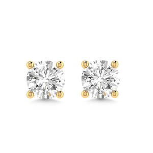 Diamond Earrings: 9ct Yellow Gold Four Claw Diamond Stud Earrings 0.25ct