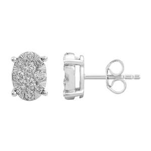 Diamond Earrings: 9ct White Gold Diamond Stud Earrings