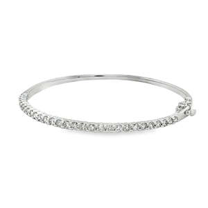 9ct White Gold Diamond Bangle