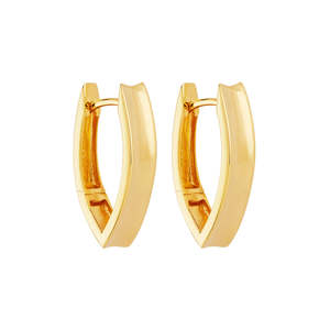 Yellow Gold Plated Silver Concave, Straight Huggie Earring