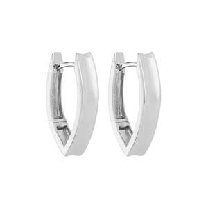 Najo: Silver Slightly Concave, Straight Huggie Earring