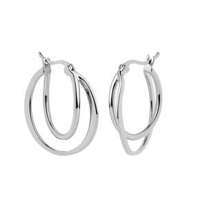 Najo: Silver Double Wire Hoop With Lever Clasp