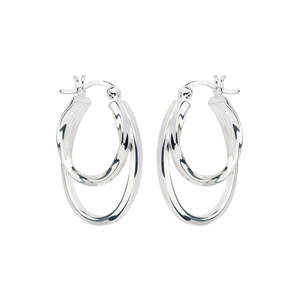 Najo: Silver, Double Hoop Earrings (Plain/Twisted)
