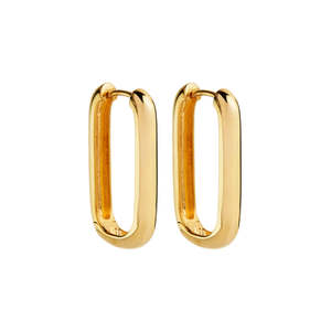 Najo: Yellow GoldPlated Silver Rectangular Tube Huggie Hoop Earring