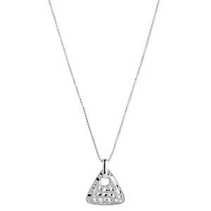 13.5Mm Silver Beaten Triangle Pendant On C0146-45Cm 0.8Mm Silver Round Box Chain&hellip;