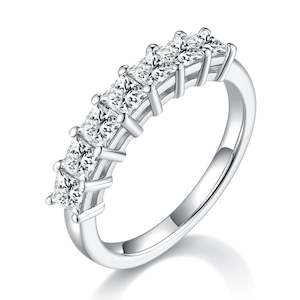 Selling: [Square] Straight Arm 2.1 carat Micro-paved Moissanite Eternity Ring in Sterling Silver