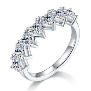 Selling: [Heart] Straight Arm 2.1 carat Micro-paved Moissanite Eternity Ring in Sterling Silver