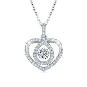 Necklace: [Heartbeat] 0.5 Carat D Color Moissanite Necklace in Sterling Silver