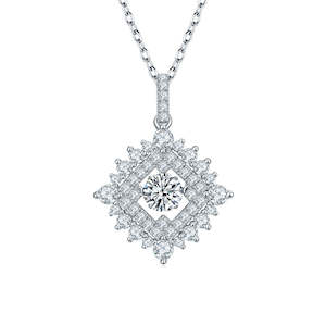 Necklace: [Rhombus] 0.5 Carat D Color Moissanite Necklace in Sterling Silver