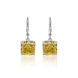 Earring: [Ice Golden] Cubic Zirconia Earrings in Sterling Silver