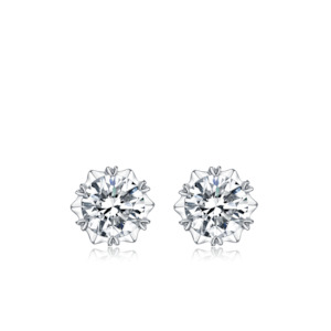 [Classic Snowflake] Moissanite Earrings in Sterling Silver
