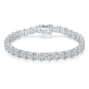 Bracelets: Square 0.5 carat per gemstone Moissanite Tennis Bracelet in Sterling Silver