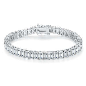 Rectangle 0.5 carat per gemstone Moissanite Tennis Bracelet in Sterling Silver