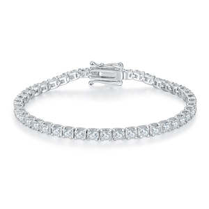 Classic Bull Head Moissanite Tennis Bracelet in Sterling Silver
