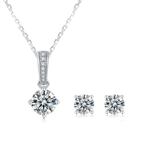 [Classic Four-claws] Moissanite Jewelry Sets in Sterling Silver