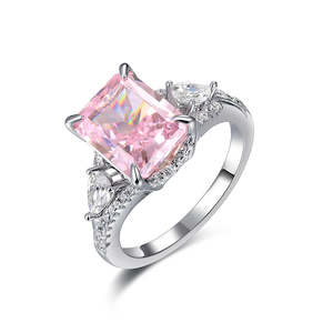 [Pink Radiant] Cubic Zirconia Ring in Sterling Silver
