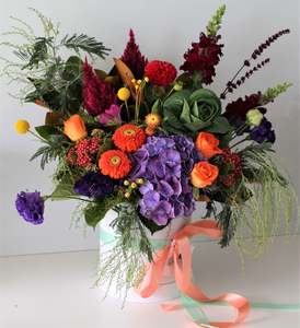 Flower Arrangements: Colour Burst Flower Hatbox
