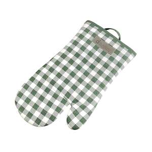 Kitchenware: Oven Glove 300x150mm Green Check
