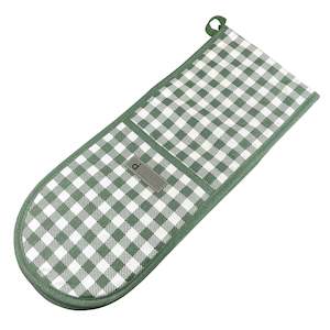 Kitchenware: Double Oven Glove 880x180mm Green Check
