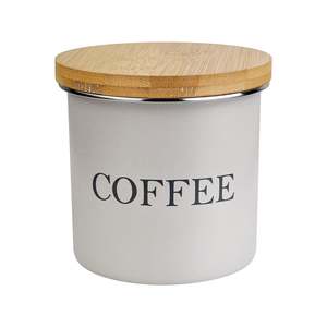 Storage Jar Coffee Round 700ml with Bamboo Lid Birchwood