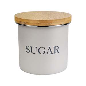Storage Jar Sugar Round 700ml with Bamboo Lid Birchwood