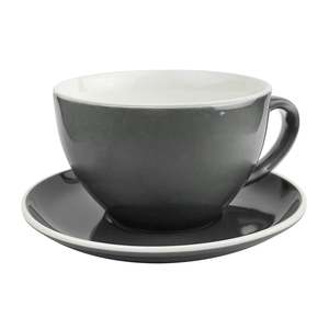 Tableware: Cup & Saucer 280ml Grey Porcelain Trudeau