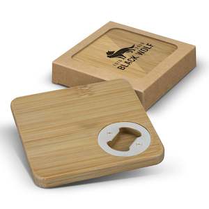 Screen Printing Embroidery Services Promotional: Bamboo Bottle Opener Coaster Set of 2 - Square