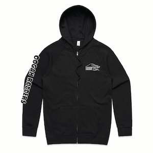 Oogah Rodders Black Full Zip Hoodie - White Print - OOGAH003