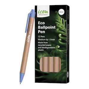 Pens: Icon Eco Ballpoint Retractable Pen Blue, Pack of 12