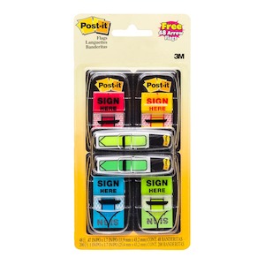 Post-it Flags 680-SH4VA 25x43mm Sign Here Value, Pack of 4