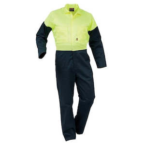 Health Safety: Overall Workzone Day Only Polycotton Zip Spruce/ Yellow