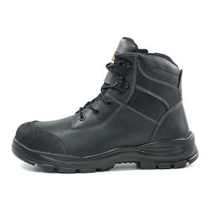 Health Safety: Bison Tor Zip Side Lace Up Boot Black