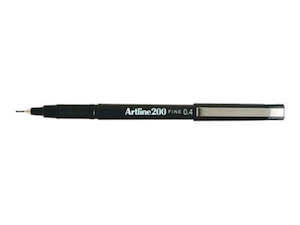 Artline 200 Fineliner Pen Fine 0.4mm Black