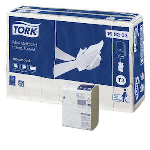 Tork T3 Advanced Mini Multifold Hand Towel 1 Ply White 185 Sheets per Pack 16920&hellip;