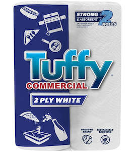Tuffy Commercial 2 Ply Paper Towel White 60 Sheets Per Roll Pack of 2