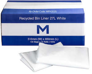 Recycled Bin Liner 27L - White, 510mm x 650mm x 20mu (1500)