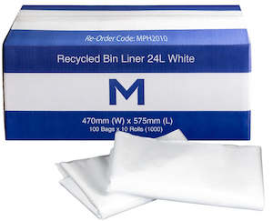 Recycled Bin Liner 24L - White, 470mm x 575mm x 30mu (1000)