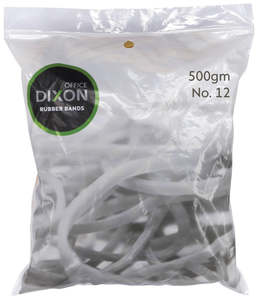 Stationary: Dixon Rubber Bands No. 12 1.6 x 41mm Bag 500g