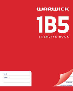 Stationary: Warwick 1B5 Exercise Book 7mm Ruled 255 x 205mm 40 Leaf
