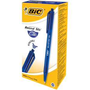Fresh Office: Bic Roundstic Clic Blue Ballpoint Pens Box 20