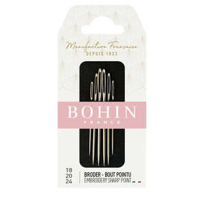 Hand Sewing Needles: Bohin Embroidery Sharp Point Needles