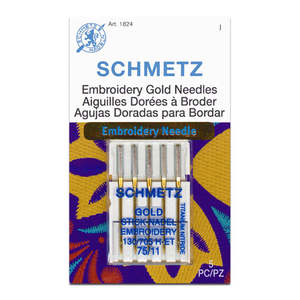 Brother Sewing Accessories Parts: Schmetz GOLD Embroidery Machine Needles - Titanium Nitride Hardened