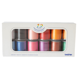 Brother Polyester High Sheen Embroidery Thread - 12 Colour Pack