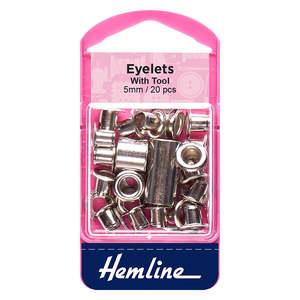 Hemline Eyelets with Included Tool - 7mm Nickel Silver 20 pcs Set