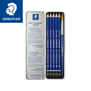Chalks Markers Pens Pencils: Staedtler Aquarell Watercolour Pencil Tin Set - 6pcs with Brush