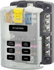 Blue Sea Blade Fuse Holder – 6 Circuits with Negative Bus and Cover